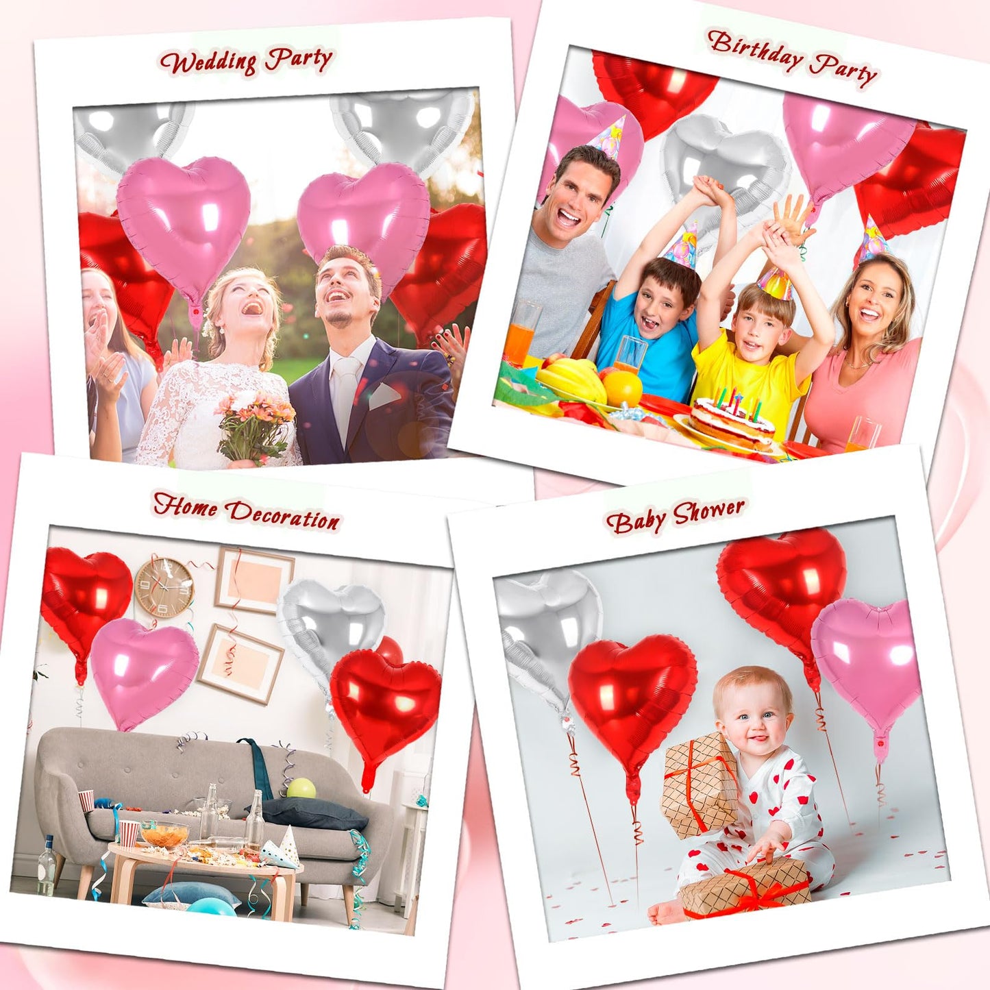 12 Pcs Red Heart Balloons,18 Inch Heart Foil Balloons Love Balloon Valentine Balloon for Birthday Party Wedding Engagement Party Baby Shower Valentine Day Decorations (red)