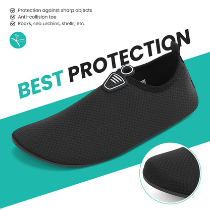sportvibe Water Shoes Beach Shoes Lightweight Barefoot Aqua Quick Dry Breathable Swim for Women Men Surfing Running Driving Pool Yoga (Black,9 UK/43 EU)