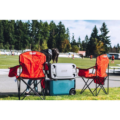 Coleman Portable Camping Chair with 4-Can Cooler, Cushioned Seat & Back with Side Pockets & Cup Holder, Carry Bag Included, Great for Camping, Tailgating, Firepits, Patio, & More