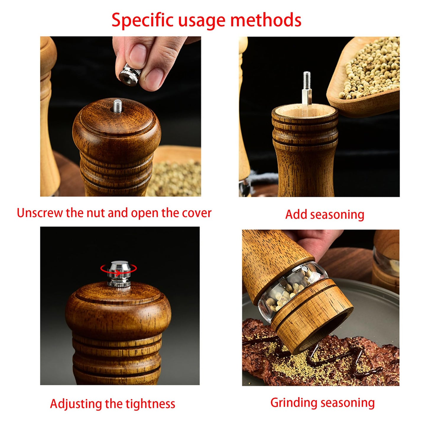 Wooden Salt and Pepper Shakers,Wood Salt and Pepper Grinder Set
