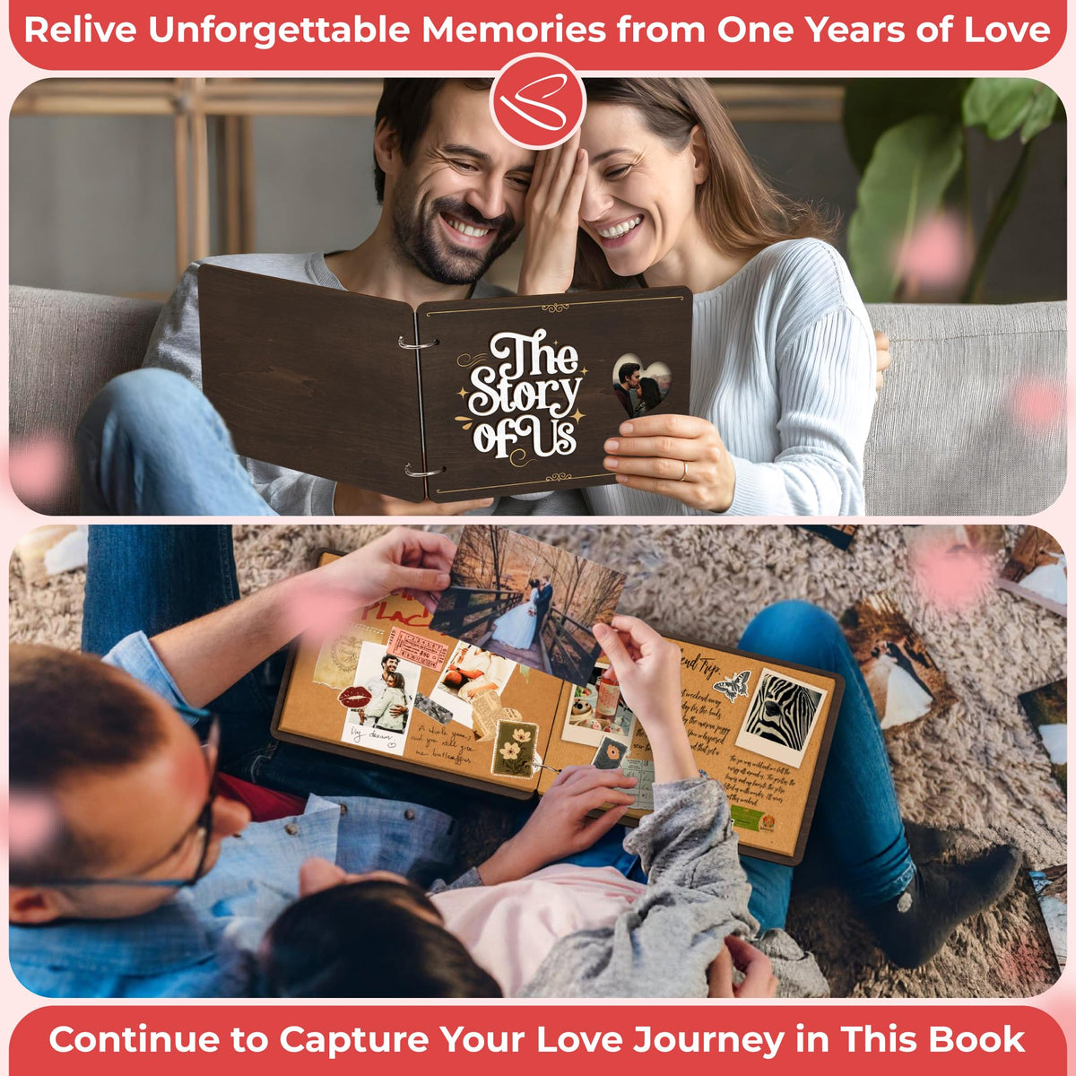Stofinity The Story Of Us Anniversary Scrapbook - Couple Photo Album Journal, Wedding Gifts For Couples 2026, Anniversary Relationship Gifts For Him Her, Christmas Valentine Day Gift For Wife Husband