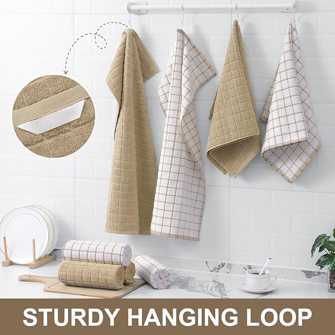 Homaxy Premium Cotton Kitchen Towels 16"x 28", Large Natural Ring Spun 390 GSM