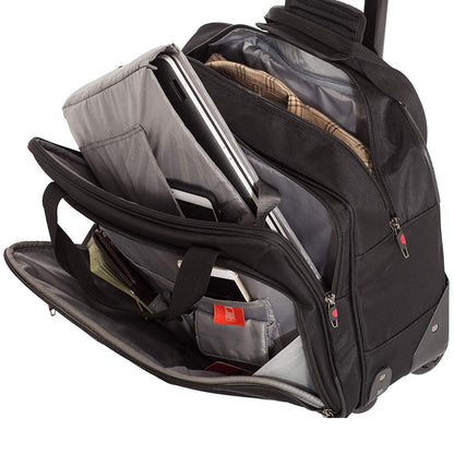 Aerolite Ryanair Priority Boarding, Easyjet Plus, BA, WizzPriority, Jet2 Approved Rolling Padded Laptop Case Bag 2 Wheels - Fits up to 15.6", Business Trolley Hand Cabin Luggage Case (Black x2)