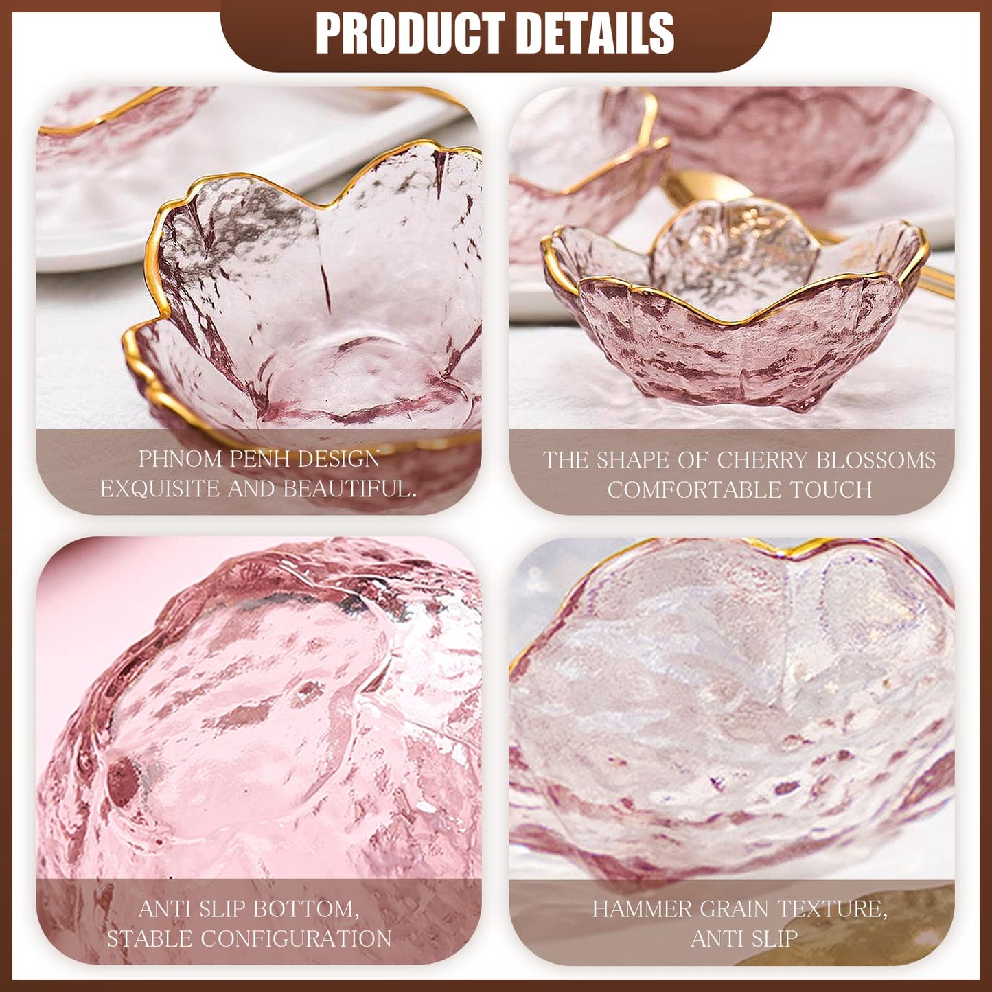 ziyue Incense Holder for Sticks and Backflow Incense, Handmade Glass Cherry Blossom Incenses Stick Holder with 9 Incenses Holes Incenses Burner Ash Catcher Ideal for Incense Burning, Home & SPA Decor