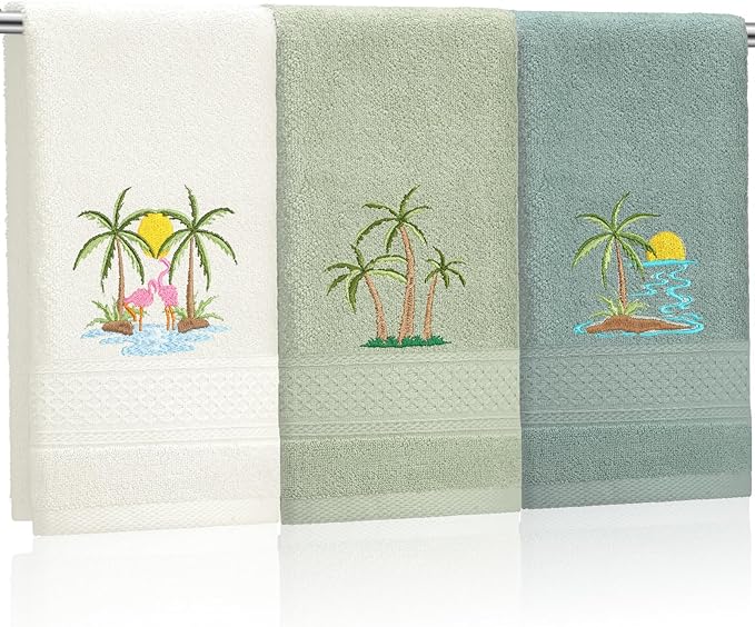 3 Pack Summer Palm Tree Hand Towels