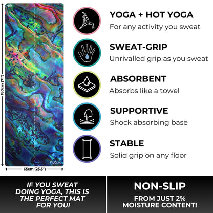 Plyopic. All In One Yoga Mat | Luxury Sweat-Grip Mat/Towel Combo | Ideal for Yoga, Hot Yoga, Bikram, Pilates, Workout & Exercise | Eco-Friendly Natural Rubber