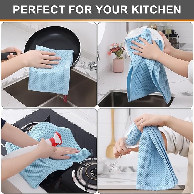 Kitinjoy 100% Cotton Waffle Weave Kitchen Hand Towels