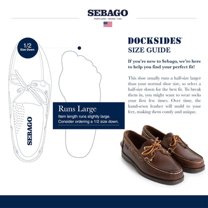 Sebago Men's Docksides Portland Waxed Boat Shoes, Brown (Brown-Gum), 9 UK (43.5 EU)