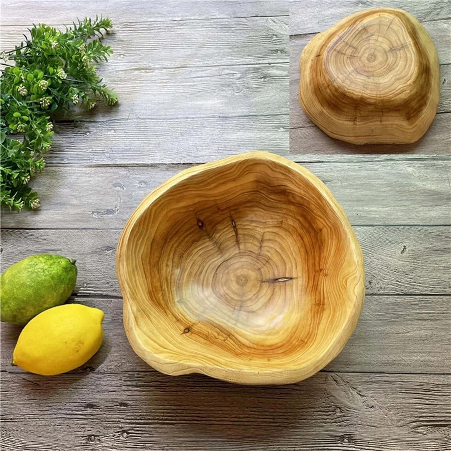 MIATTCLD Wooden Bowl Decorative Natural Wood Fruit Bowl, Irregular Creative Wood Bowls, Rustic Hand Carved Candy Snack Keys Serving Bowls for Home Decor (6"-8" Diameter)
