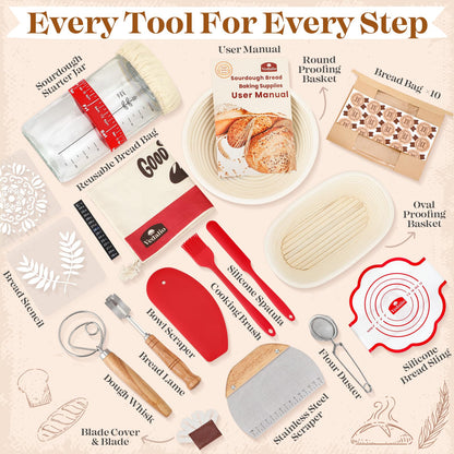 Sourdough Starter Kit, Sourdough Bread Baking Supplies, Sourdough Kit Home and Kitchen, Sour Dough Starter Kits, Sourdough Jar, Bread Proofing Basket, Sourdough Bread Basket, Sour Dough Kit Tools