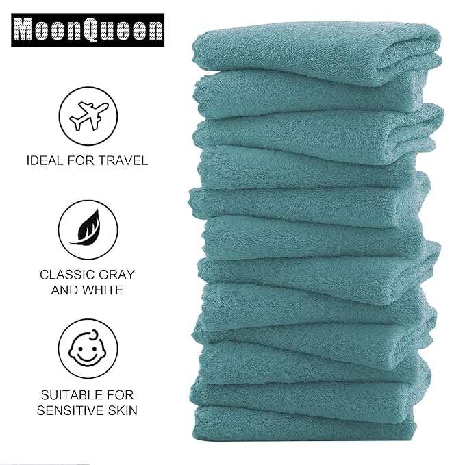 MOONQUEEN Microfiber Facial Cloths Fast Drying Washcloth 12 Pack
