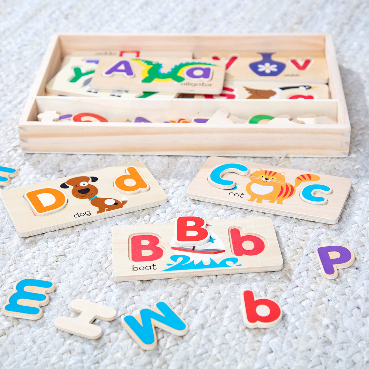 Melissa & Doug ABC Picture Boards - Educational Toy with 13 Double-Sided Wooden Boards and 52 Letters