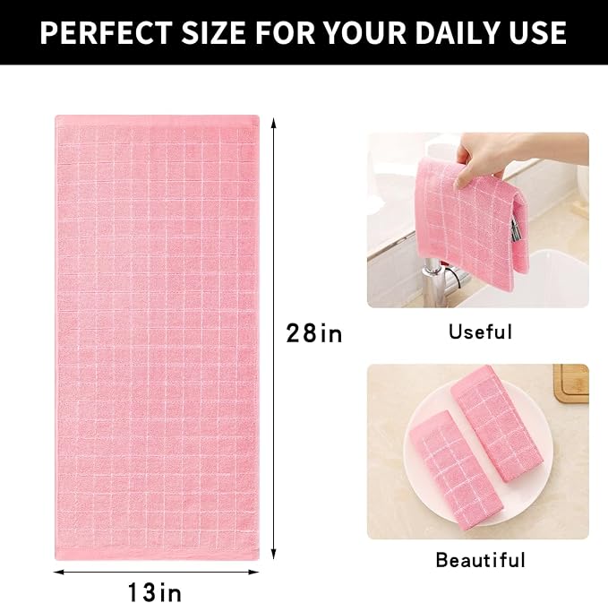 Homaxy 100% Cotton Terry Kitchen Towels, Checkered Designed, Soft and Super