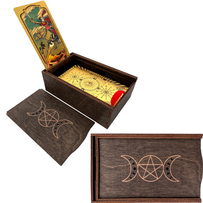 Marolen Tarot Card Holder Box with Moon Phase Design – Tarot Deck Holder Box with Slots – Witchcraft Decor – Gifts for Tarot Lovers – Tarot Accessories for Women