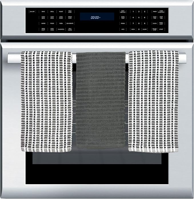 Thanksgiving Kitchen Towels- Set of 3 100% Cotton Solid Dark Gray and
