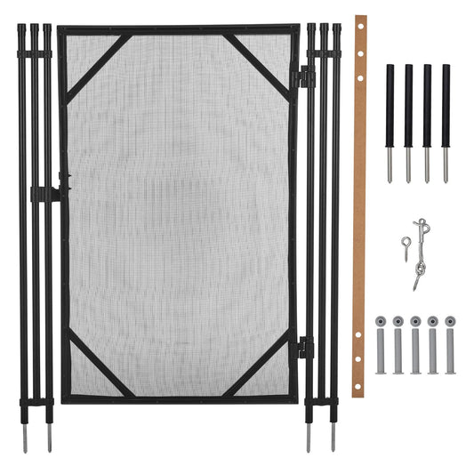 GarveeLife 4 ft x 2.5 ft Pool Fence Gate, Heavy Duty Steel Aluminum Frame, Pool Safety Fence Gate Kit with Stainless Steel Latch for Inground/Above Ground Pools, DIY Installation, Black
