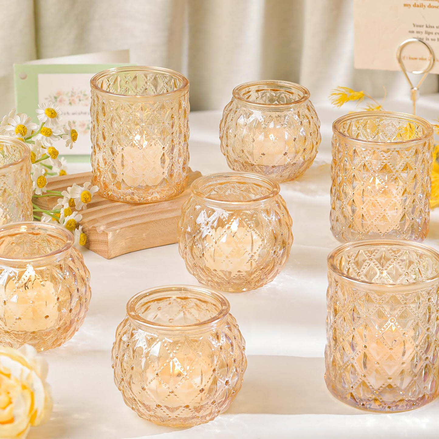 DARJEN Gold Votive Candle Holder Set of 20, Upgraded Size Tea Light Candle Holder Glass for Wedding Table Centerpieces, Elegant Bulk Votive Holders for Party, Proposals and Wedding Shower
