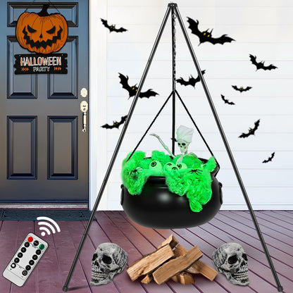 Halloween Decorations Outdoor Indoor,Large Witches Cauldron on 52" Tripod with String Lights, Skeleton and Eyeballs,Hocus Pocus Decor,Witches Cauldron for Yard Patio Garden Lawn Decorations.