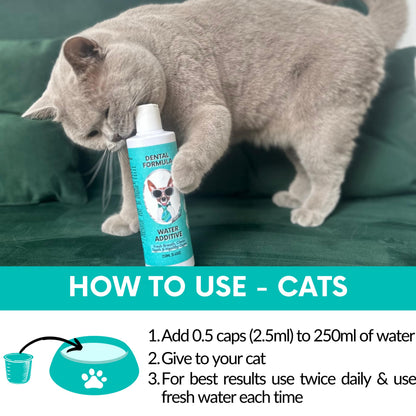 NutriPaw Dental Formula Water Additive For Dogs & Cats - Clean Teeth, Healthy Gums & Fresh Breath - Manage Plaque & Tartar Build-Up - Fuss-Free - No Brushing Needed - Cat/Dog Mouthwash & Oral Health
