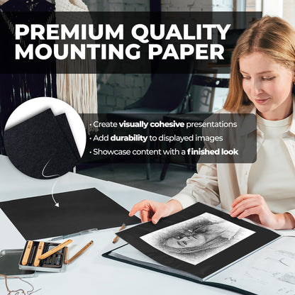 Dunwell 9x12 Art Portfolio Binder, Black Mounting Paper, Portfolio Binder for Artwork, 9 x 12 Art Folder, 24 Pockets Display 48 Pages, Acid-Free Poly Presentation Book