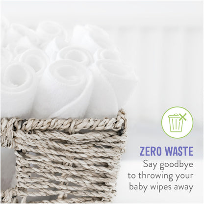 Bambino Mio, Reusable Baby Wipes - Everyday - Eco-Friendly, Chemical-Free, Double-Sided Washable Wipes, Pack of 10, Cloud