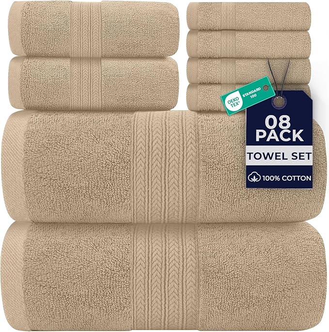 DAN RIVER 8 PC Luxury Bath Towels