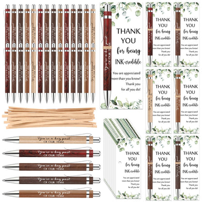 Yeaqee 36 Sets Teacher Appreciation Gift Bulk Thank You Inspirational Wood Bamboo Pen with Cards for Teacher Nurse Week Coworker Staff Volunteer(6 Colors,You Are A Key Sign)