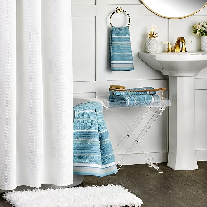SKL Home Seabrook Stripe 100% Cotton Premium 2-Piece Hand Towel Set, 550 GSM
