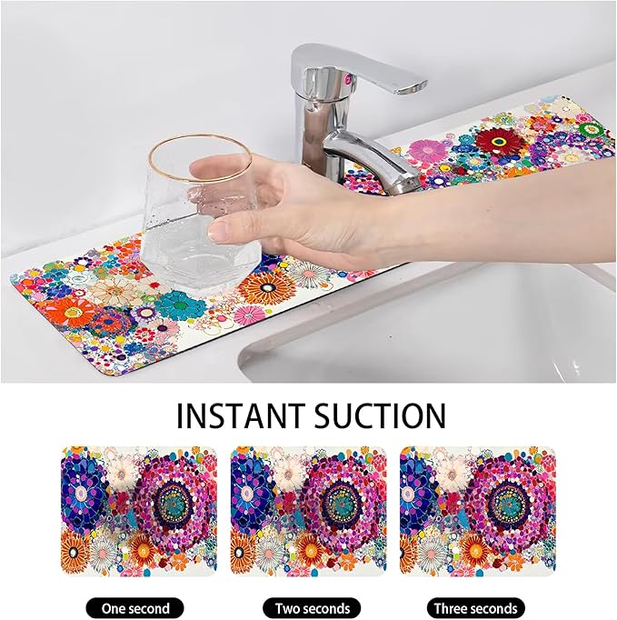 Bimkole 2 PCS Faucet Absorbent Mat, Kitchen Faucet Sink Splash Guard Wraparound