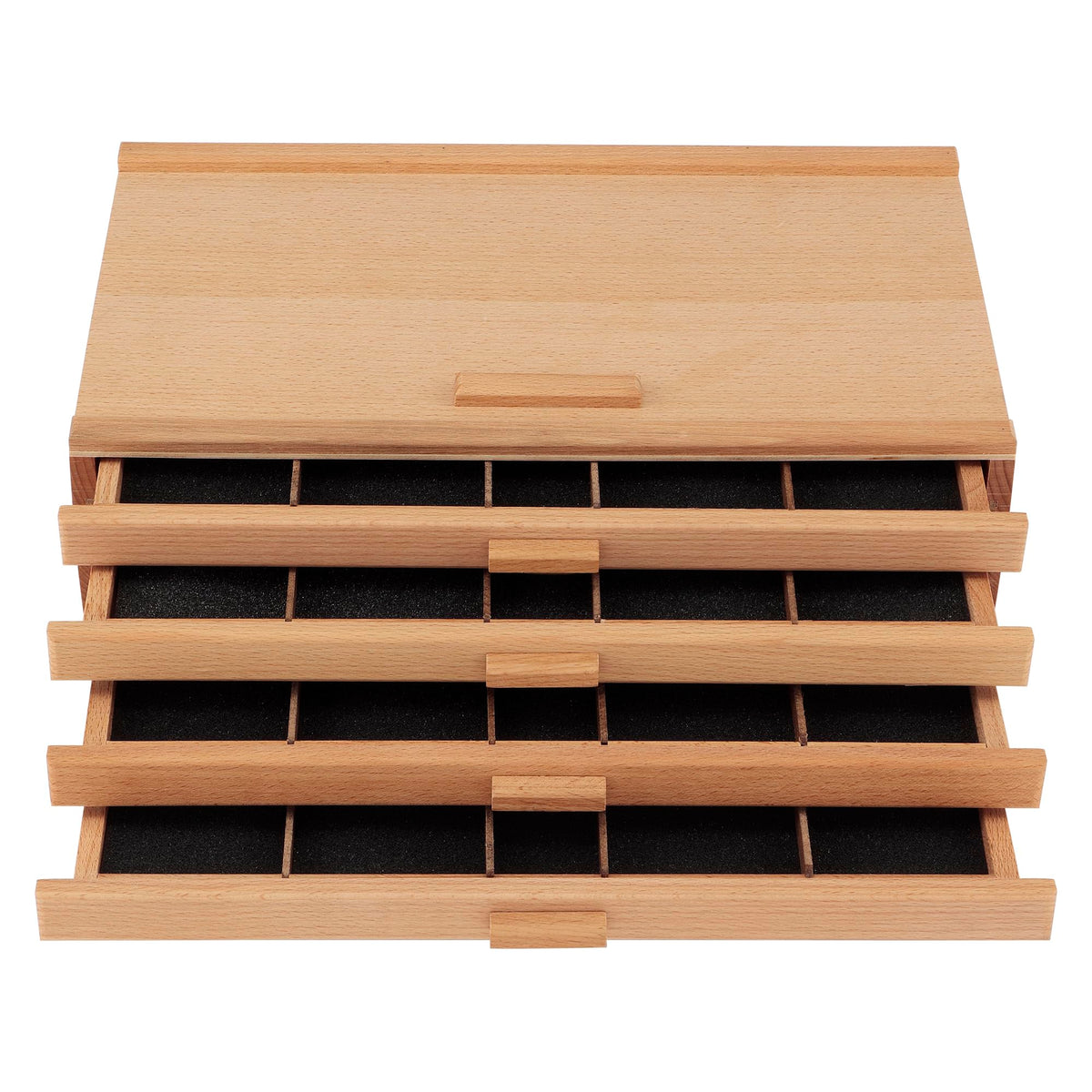 Cezanne Creative Mark Pastel Storage Box, 4-Drawer Wooden Art & Craft Supplies Organizer, Birch Wood, Brown