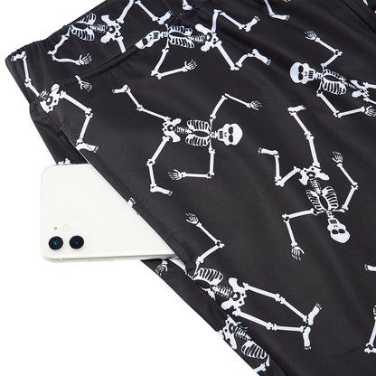 RAISEVERN Men Skull Jogger Pants Funny Halloween Skeleton Sweatpants 3D Bone Printed Tracksuit Black Track Pants Cool Sportswear Jogging Trousers with Drawstring Pockets