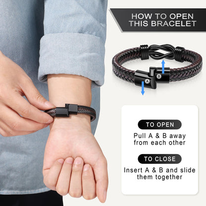 JoycuFF Valentines Day Anniversary Birthday Gifts Bracelets for Men Him Husband Boyfriend from Wife Girlfriend, Husband Boyfriend Unique Gifts Ideas, Christmas Fathers Day Mens Leather Knot Bracelet