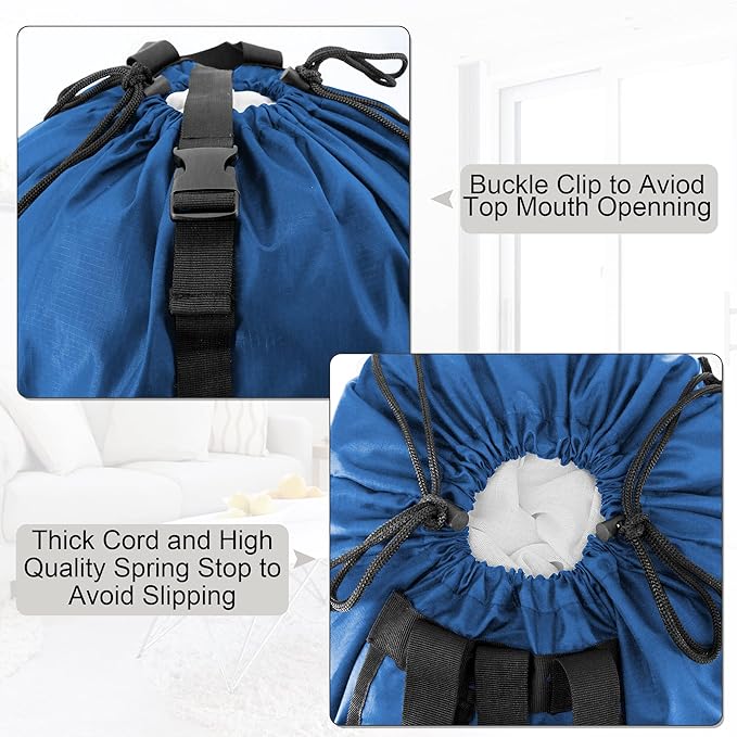 BeeGreen Laundry-Bag-Backpack-Heavy-Duty, Royal Blue Nylon Drawstring Portable
