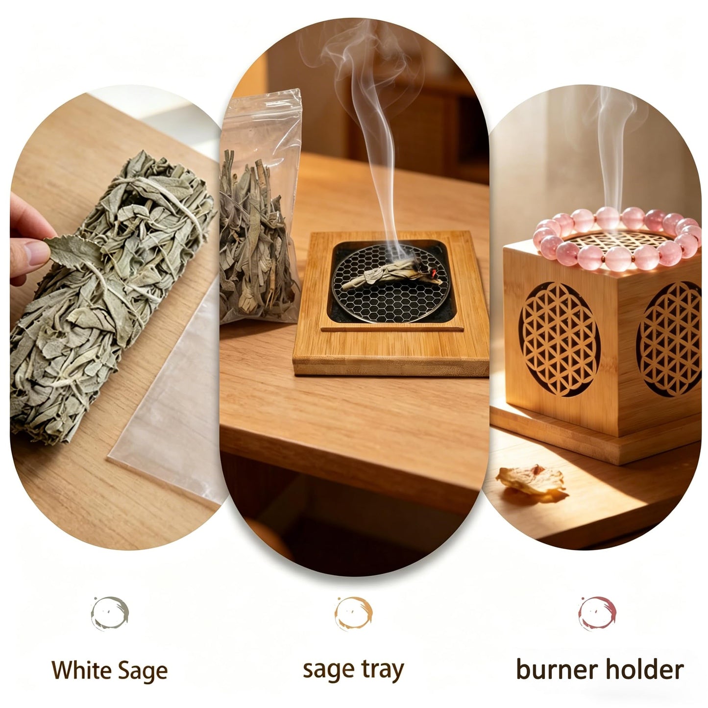 Sereniboo Bamboo Lantern Incense Holder 5-in-1 Incense Burner with Solar LED Candle Natural Bamboo Incense Box for Stick Cone Coil Sage Waterproof Outdoor Lantern for Yoga Meditation Home Decor
