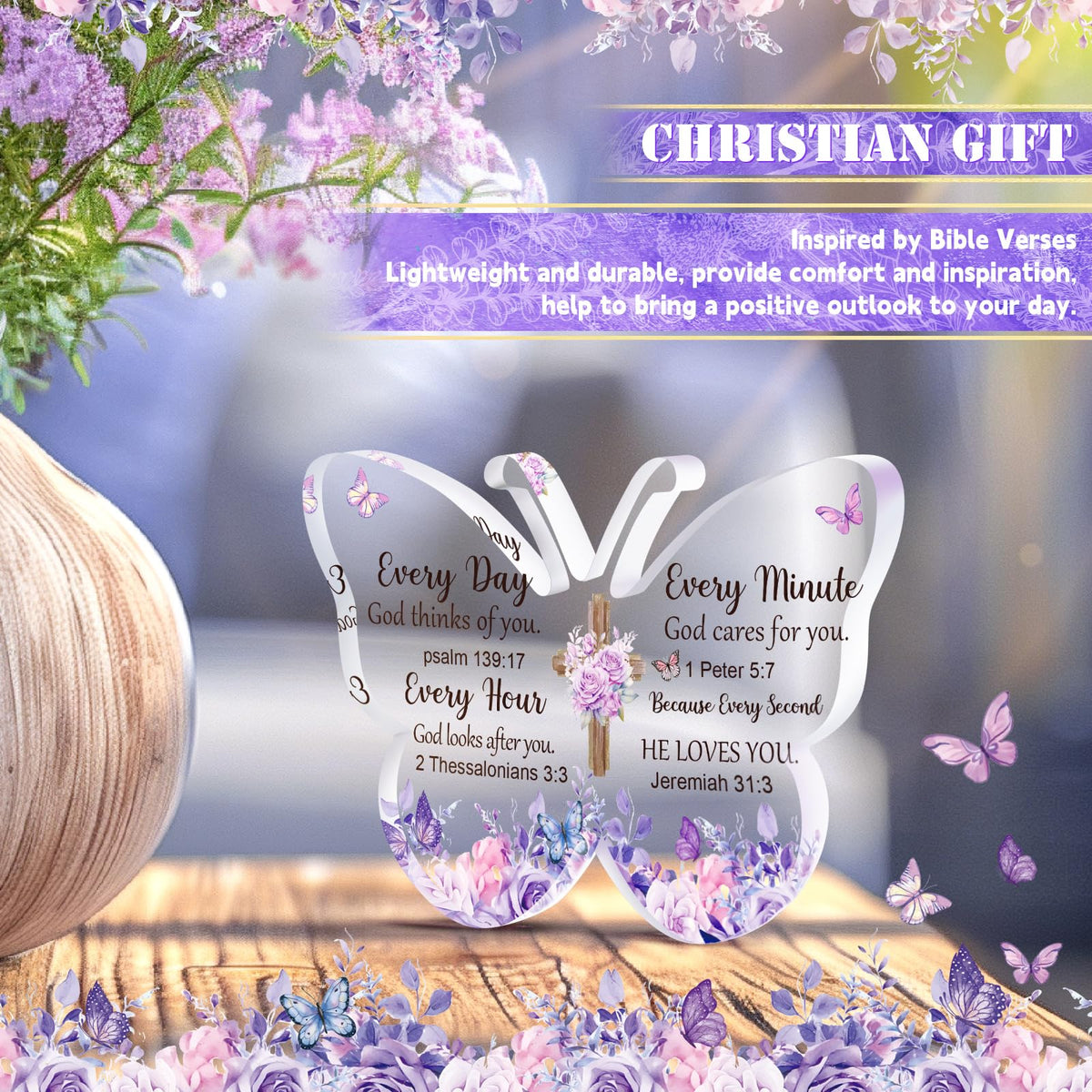 Fortuning's JDS 12PCS Christian Gifts for Women Faith, Inspirational Gifts for Women,Purple Birthday Get Well Soon Gifts, for Mom Her Wife Girlfriend Friend Siste Birthday Gifts