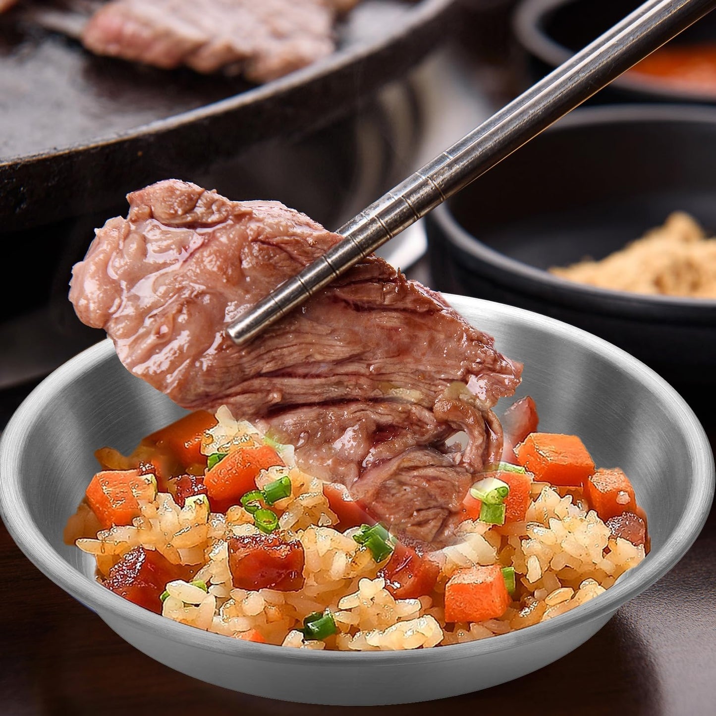 uxcell 4 Inch Stainless Steel Sauce Dishes, 12 Pcs Mini Individual Round Seasoning Dishes Condiment Tray Sushi Dipping Bowl Mixing Saucers Appetizer Plates for Prep Side Dish, Silver