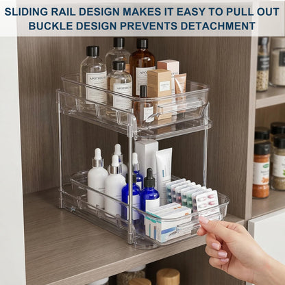 Wiojtry 2-Tier Vitamin Storage Organizer, Organizer for Vitamin Bottles And Medicine Bottle, Vitamin Bottle Organizer for Countertop, Bathroom Cabinet Storage Items Are Clearly Visible (2)