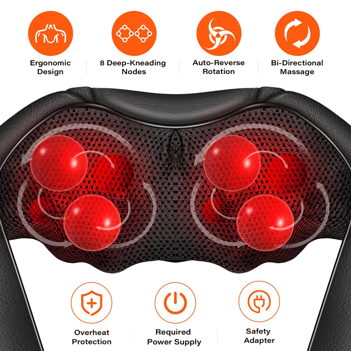 WERTYI Shiatsu Neck Massager, Electric Neck and Back Massager with Heat, 3D Kneading Massage Pillow for Back, Shoulder, Muscle Pain Relief, Office & Home & Car Use, Fits for Parents