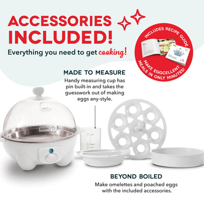 DASH Rapid Egg Cooker: 6 Egg Capacity Electric Egg Cooker for Hard Boiled Eggs, Poached Eggs, Scrambled Eggs, or Omelets with Auto Shut Off Feature - Aqua, 5.5 Inch (DEC005AQ)