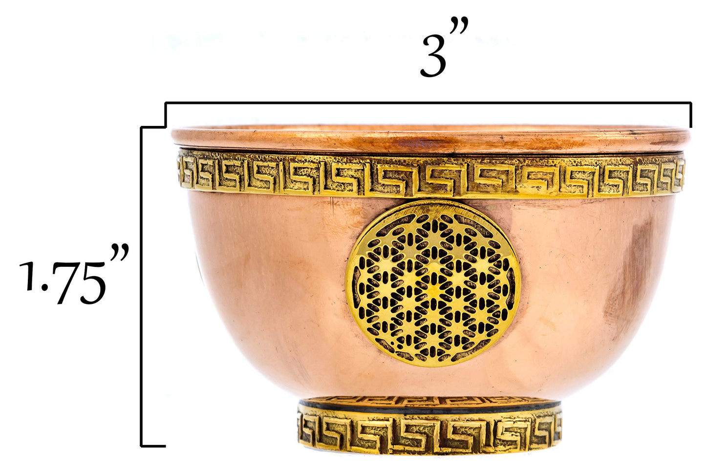 Flower of Life Copper Bowl - Offering Bowl for Ritual Use, Altar Table, Incense Holder, Home Decor - 3 Inches Wide