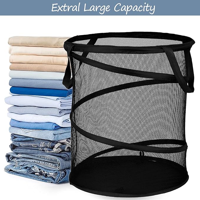 BATTOO Mesh Collapsible Laundry Baskets, Foldable Pop Up Laundry Hamper