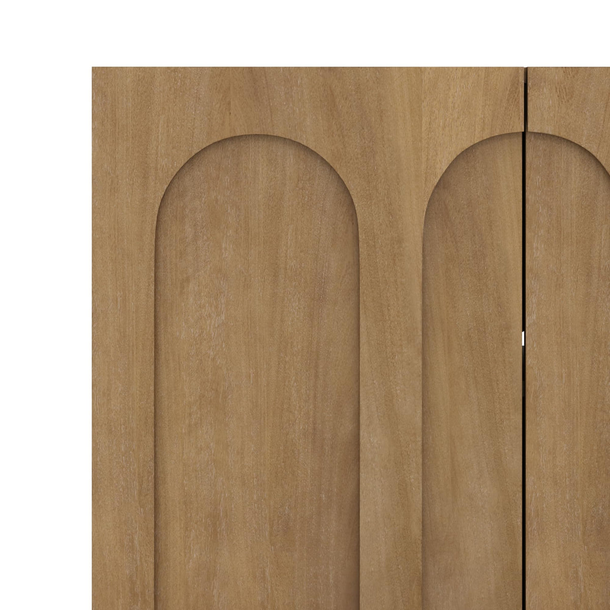 Nathan James Jett Mid Century Modern Wood Credenza Storage Cabinet, Modular Arched Door Cabinet with Solid Wood Legs, Light Brown