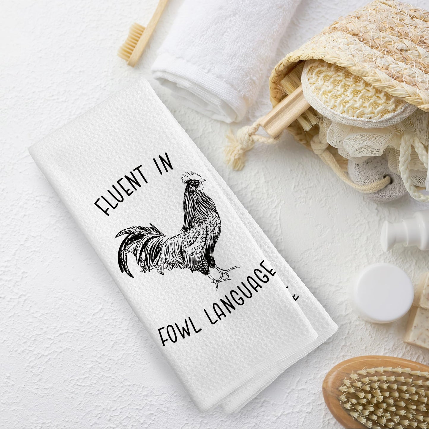 TAEDIN Chicken Kitchen Towels Funny Dish Towel with Sayings 16x24 Inches, Chicken Lovers Gifts Decorative Absorbent Dishcloths Tea Towels for Kitchen Bathroom Decor, Humorous Gifts for Women Men