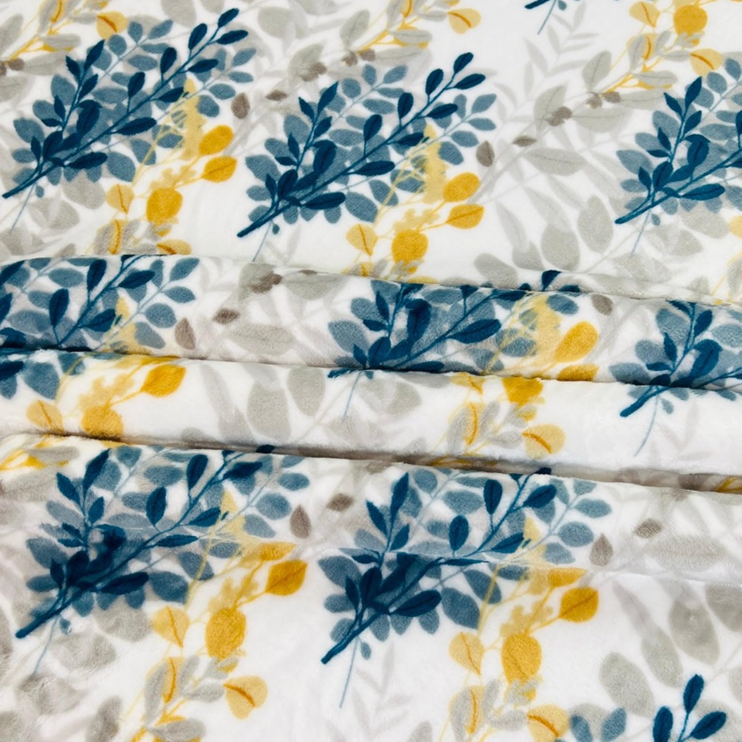 Floral Fleece Throw Blanket: Botanical Velvety Soft, Durable Accent for Bed or Couch Teal and Yellow Leaves, 50 x 70 inches
