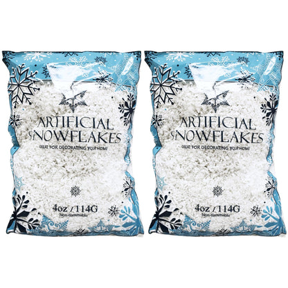 Black Duck Brand Set of 2 Artificial Snow 4 Oz Bags! - Festive Faux Snow for Crafts, Christmas, and Decor! - Great for Setting up Winter Displays and Adding to Decorations!