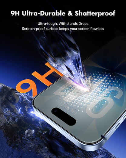 UNBREAKcable Privacy Screen Protector for iPhone 14/ iPhone 13/13 Pro, Tempered Glass [True 28°Anti Spy] [9H Hardness] [Case Friendly] Private Protector for iPhone 6.1" - 2 Pack