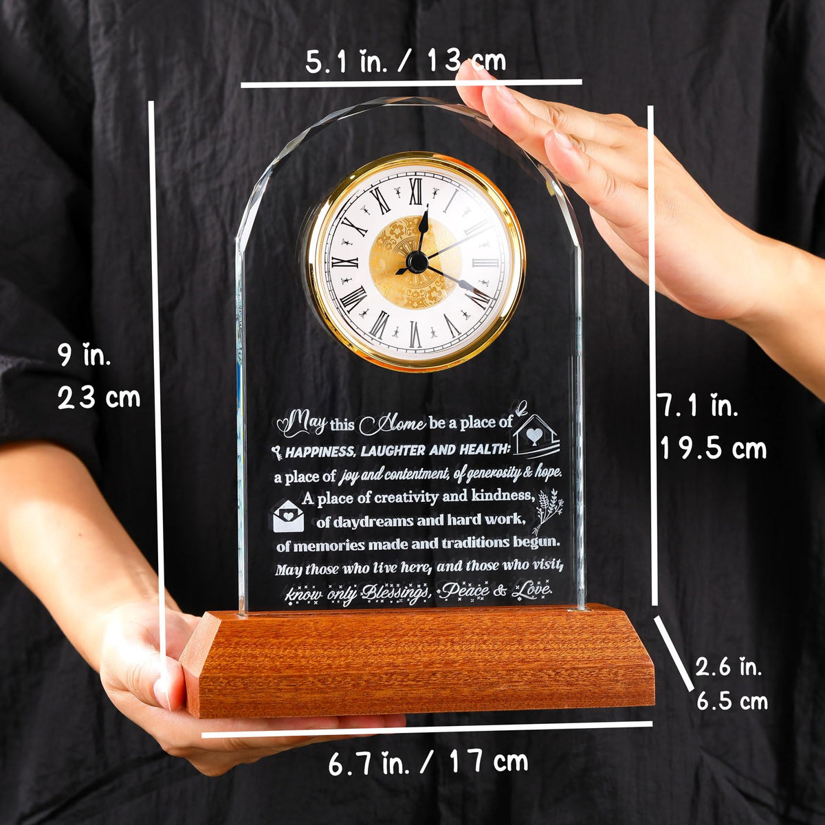 Arikyrist House Warming Gifts Glass Clock with Wooden LED Light Base Unique New Home Gift Ideas for Friends Couples Family Perfect Decor for Kitchen Home Tabletop