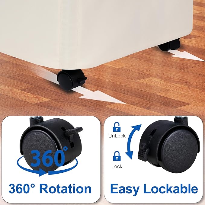 Slim Laundry Hamper with Lid and Wheels, Small Rolling Laundry Basket with