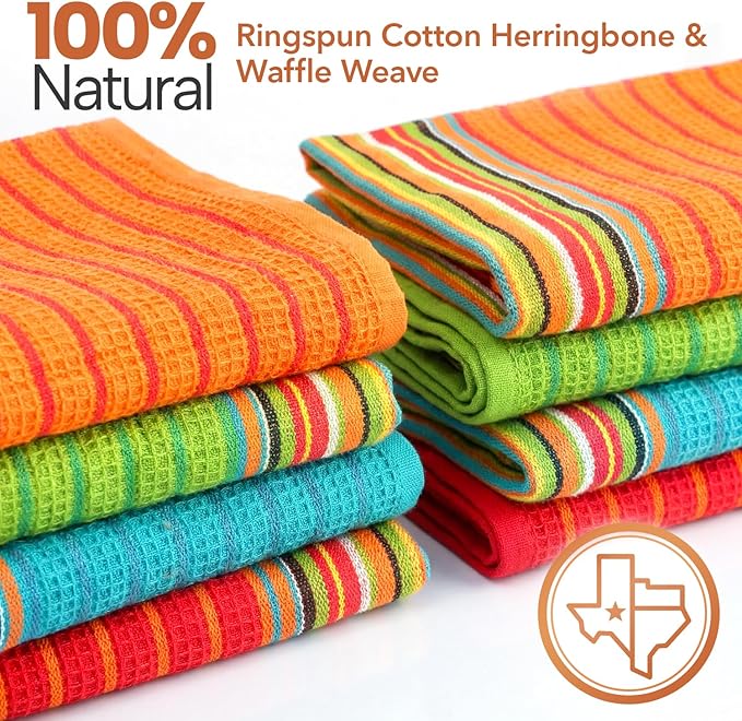 TEXAS LINEN CO. Kitchen Dish Towels, 100% Cotton Salsa Towels, Highly Absorbent