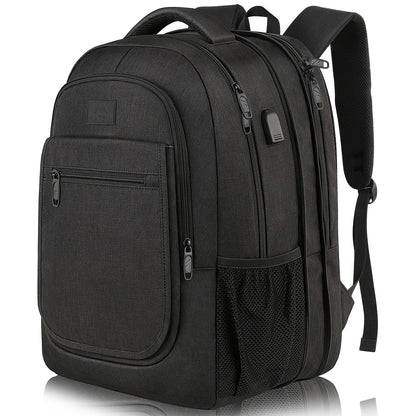 MATEIN Large Travel Backpack, TSA Expandable Laptop Backpack with USB Charging Port, Anti Theft Computer Bag Fit 17.3 Inch Laptop Water Resistant School Rucksack College Gift for Men Women, Black
